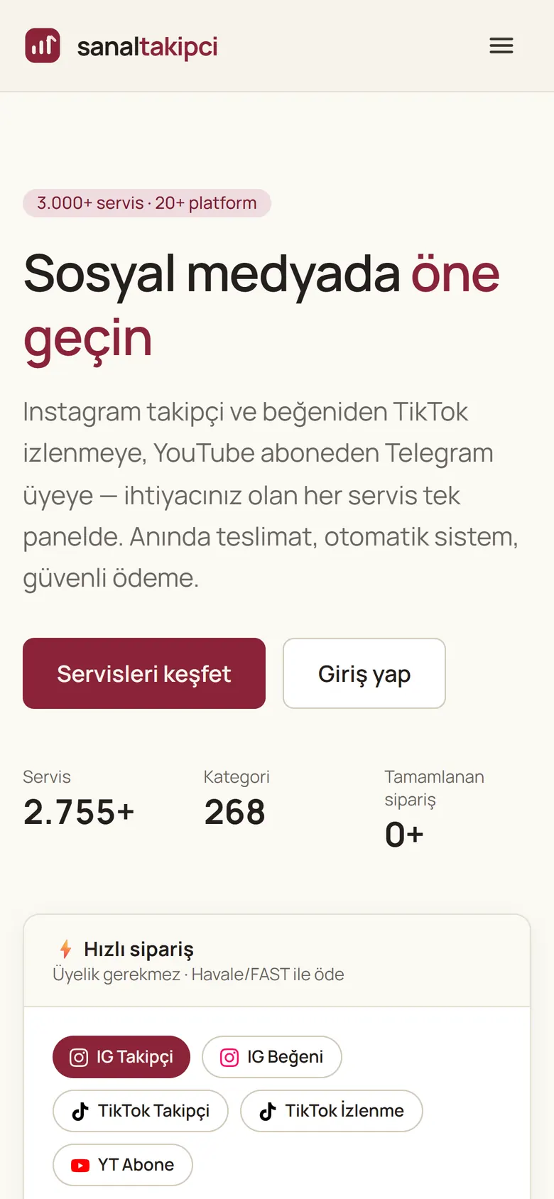 sanaltakipci.com mobil görünüm
