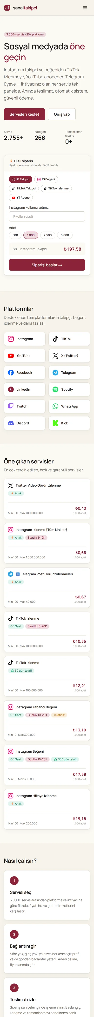 Sanal Takipçi mobil görünüm
